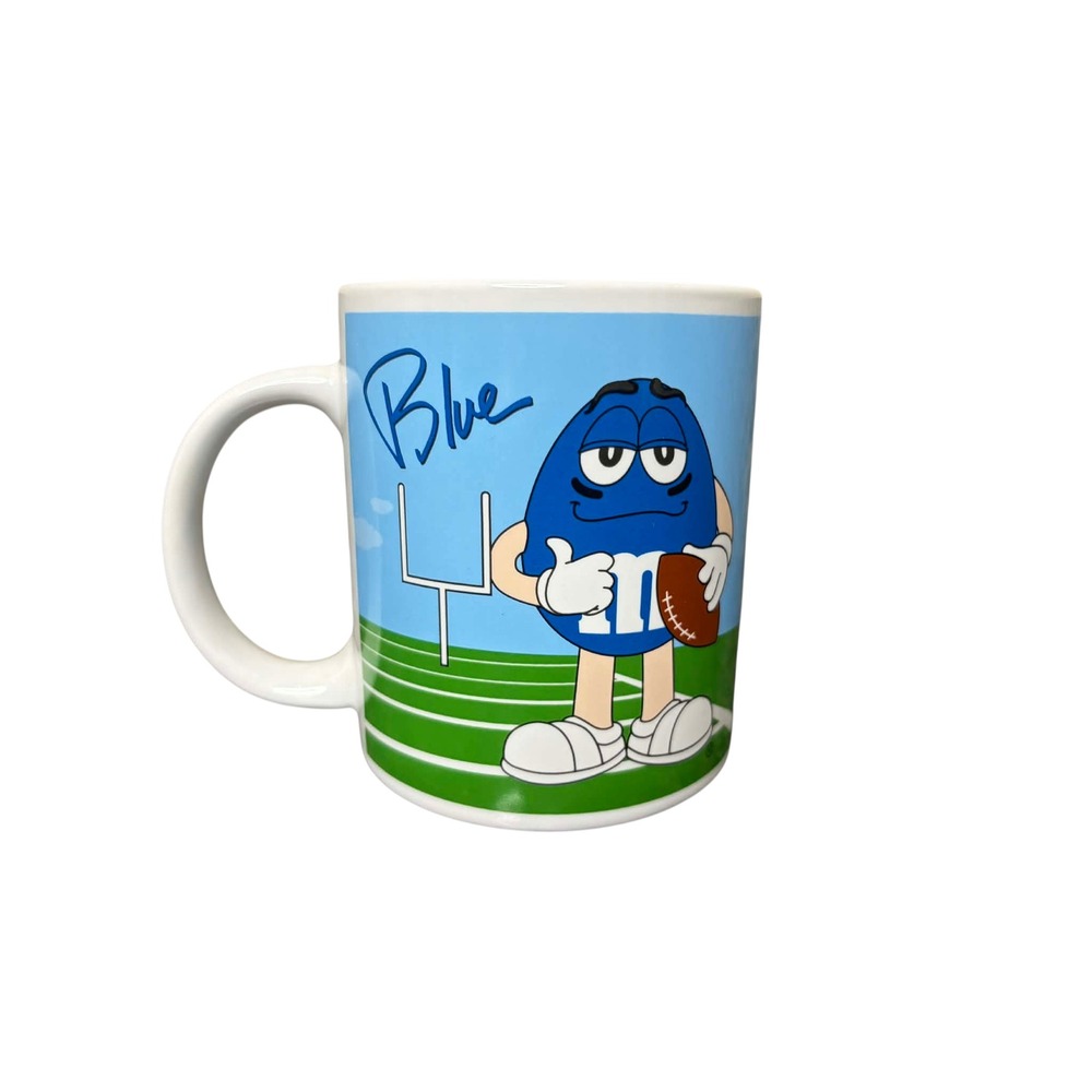 Vintage‎ 2002 M&Ms Galerie Coffee Mug Red Golf Blue Football Sports Ceramic Cup